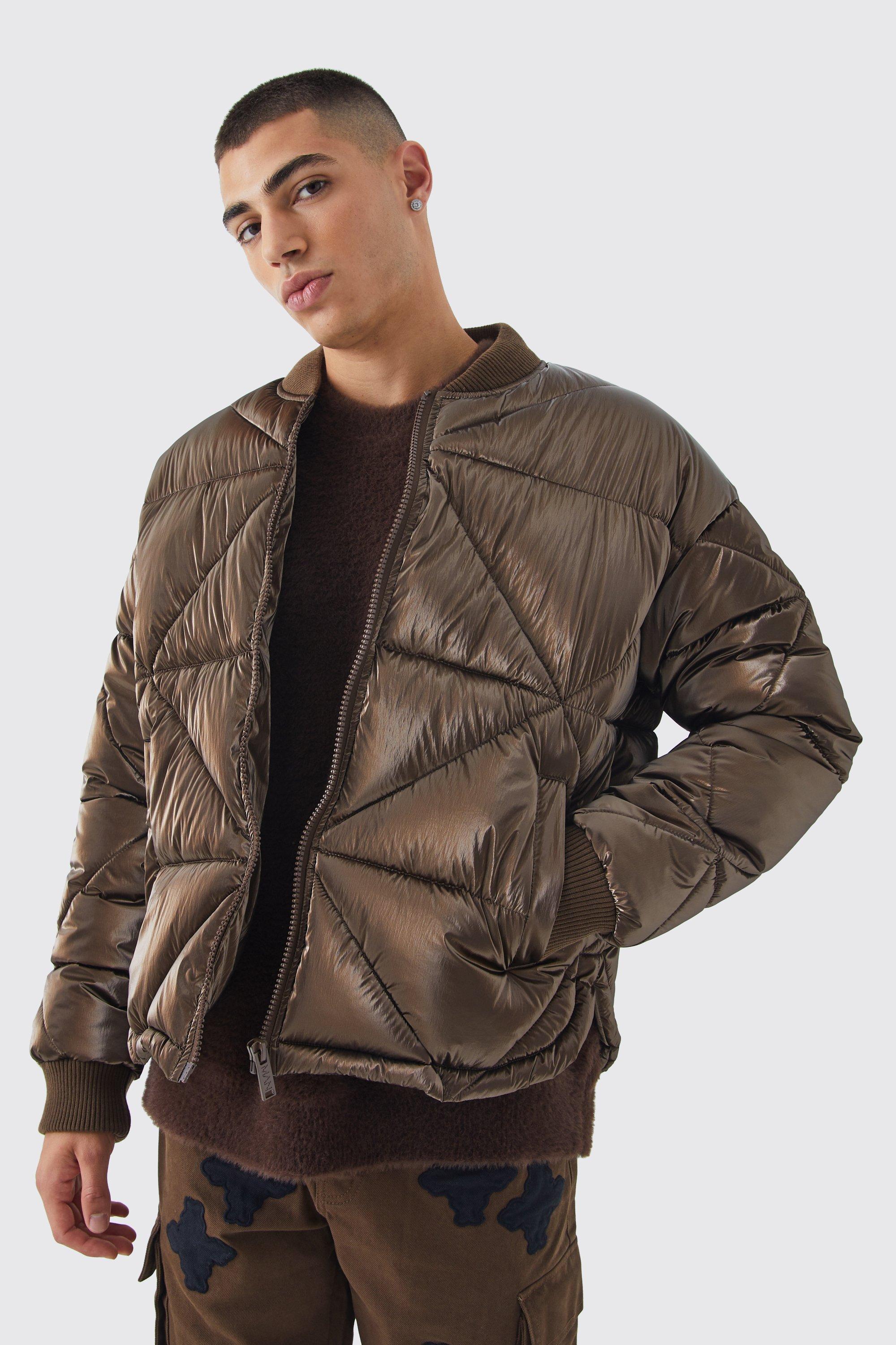 Metallic Quilted Puffer Bomber | boohooMAN USA Product Image