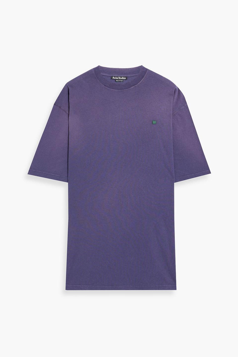 Faded Cotton-jersey T-shirt In Dark Purple Product Image