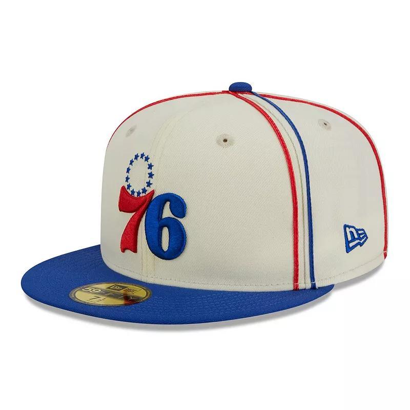 Mens New Era Cream/Royal Philadelphia 76ers Piping 2-Tone 59FIFTY Fitted Hat Product Image