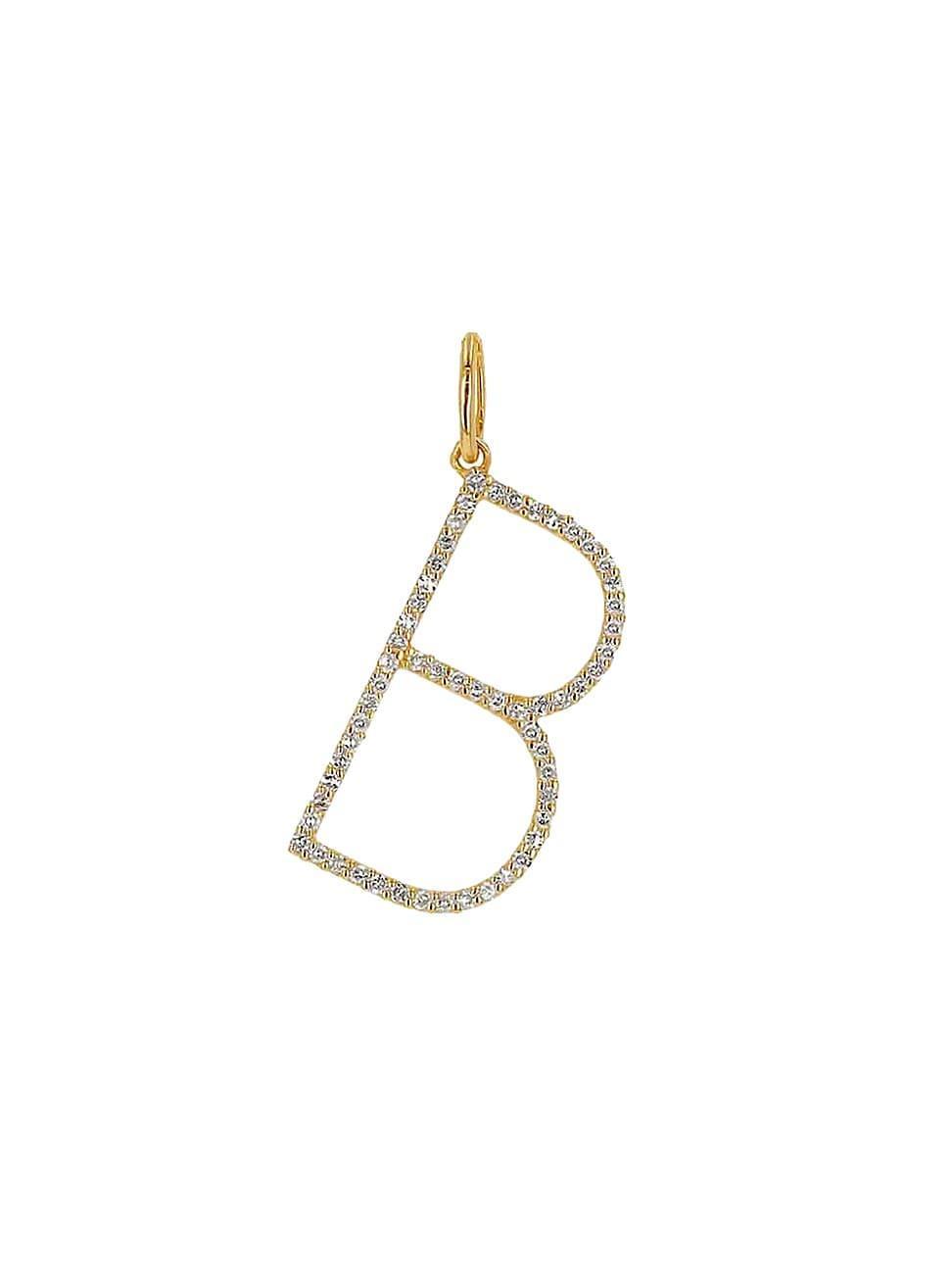 Womens 14K Yellow Gold & 0.16 TCW Diamond Oversized Initial Pendant Product Image