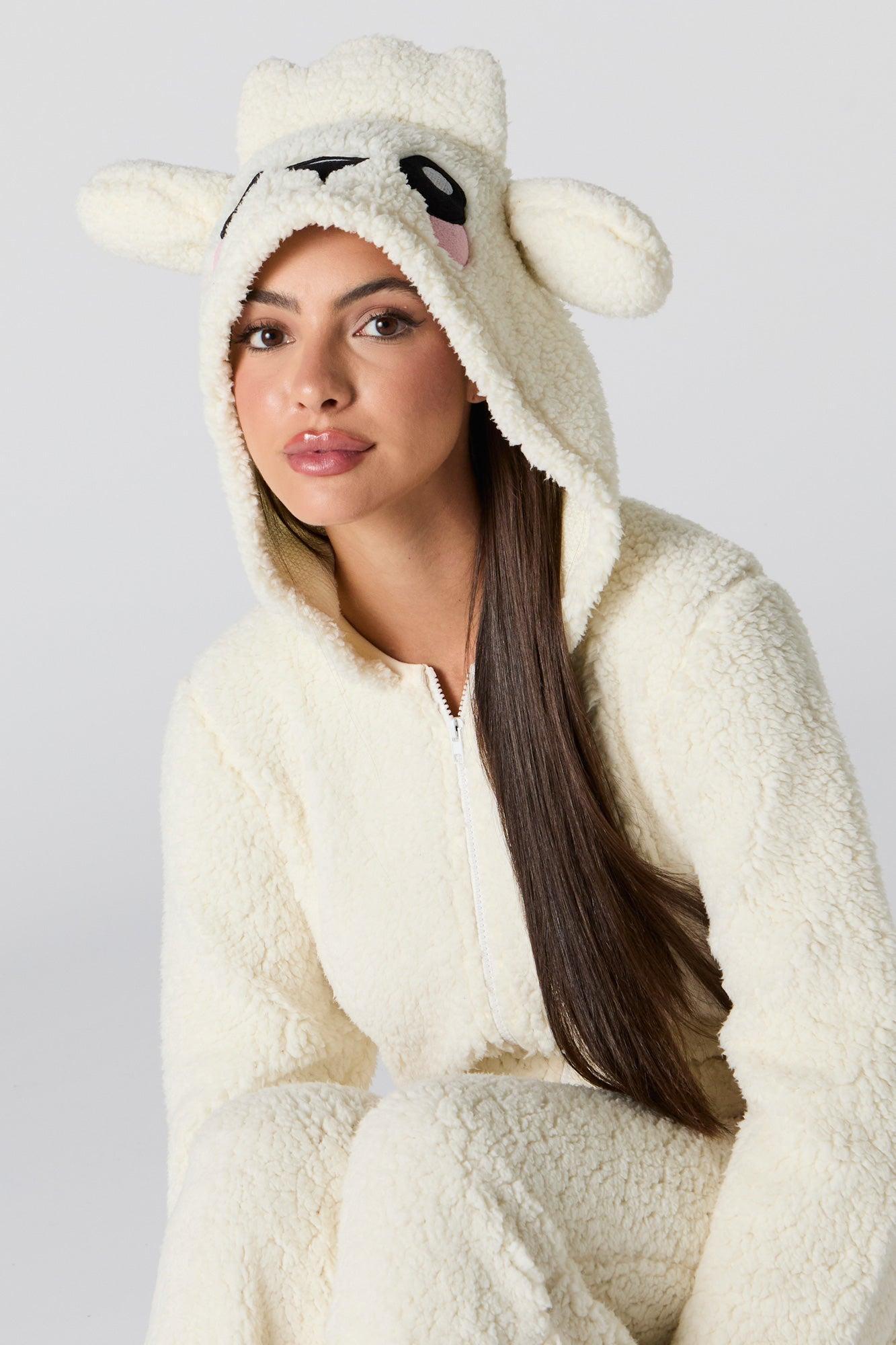 3D Sheep Sherpa Onesie Female Product Image