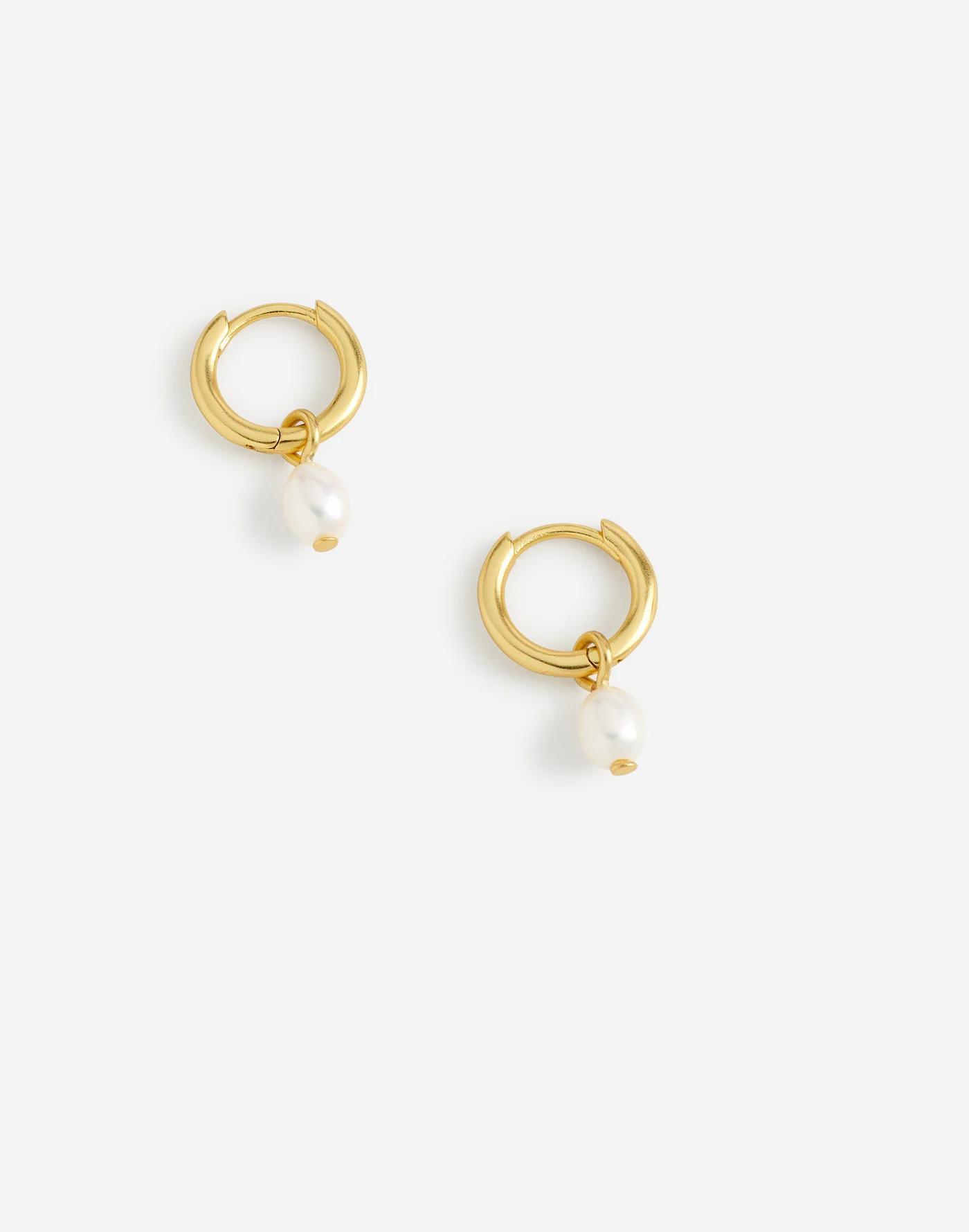 Freshwater Pearl Huggie Hoop Earrings Product Image