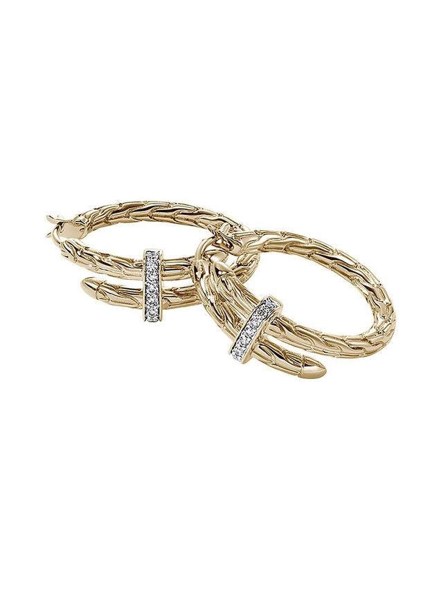 Womens Chain Classic Spear 14K Yellow Gold & 0.12 TCW Diamond Small Hoop Earrings Product Image