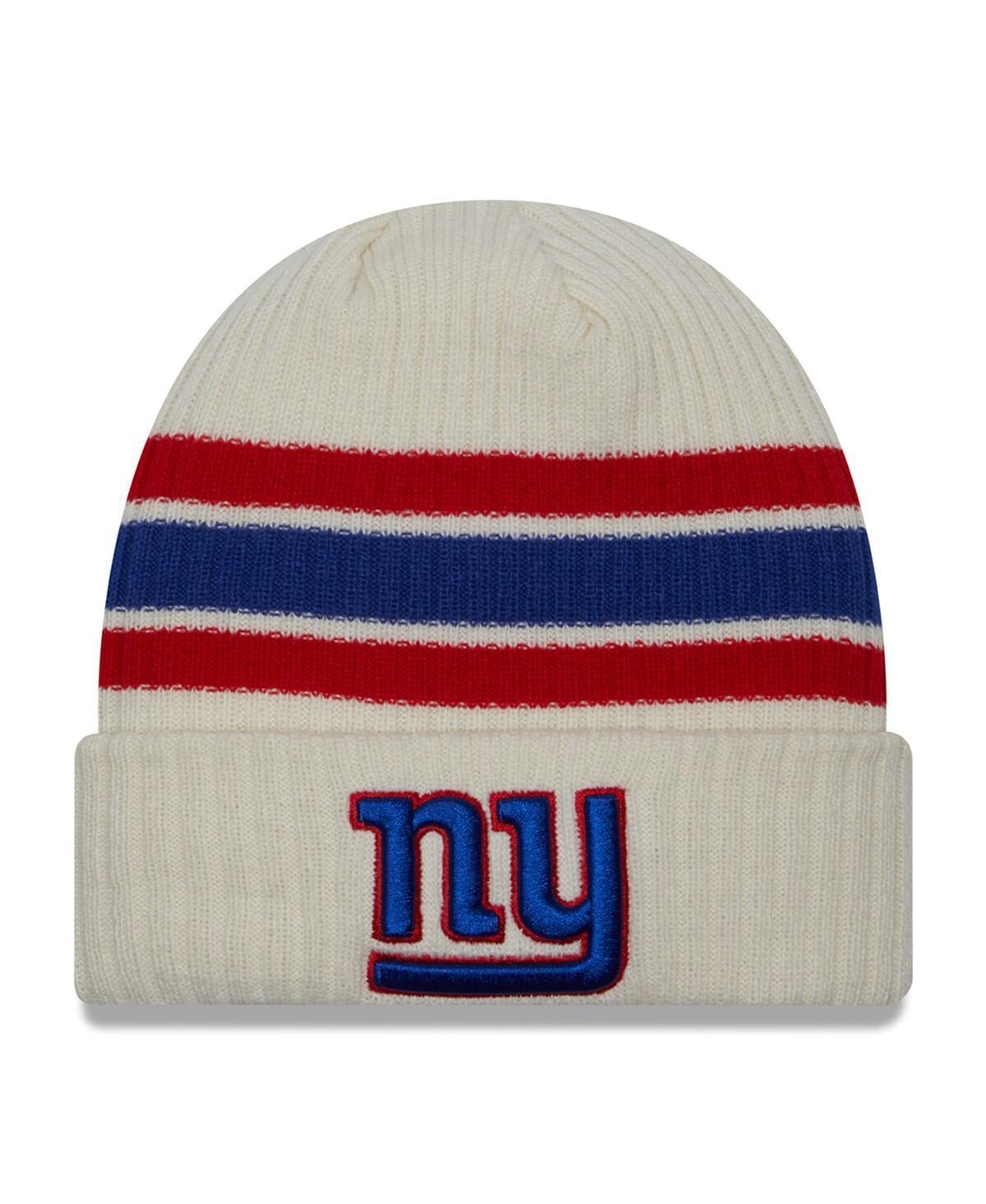 Mens New Era Cream New York Giants Team Stripe Cuffed Knit Hat Product Image