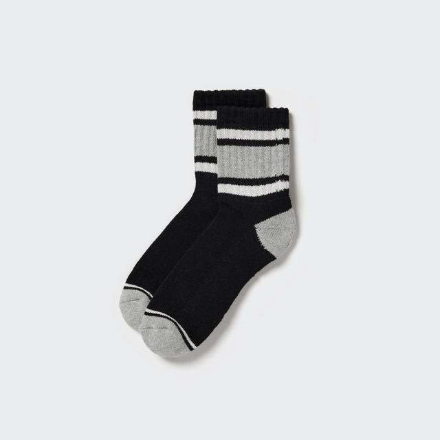 Mens Pattern Lined Half Socks with Deodorizing Black US8-US11 UNIQLO US Product Image