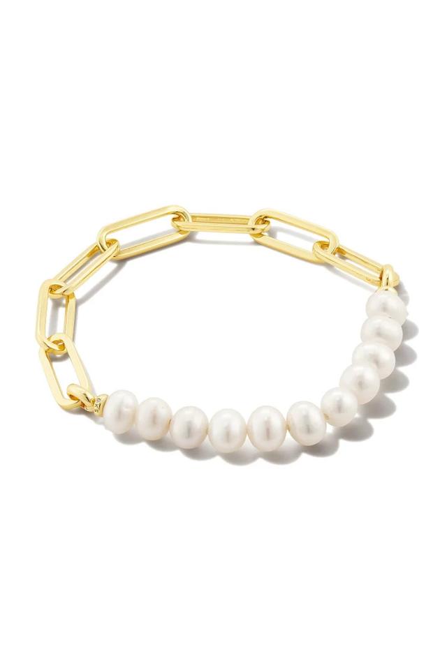 KENDRA SCOTT Ashton Half Chain Bracelet Gold White Pearl Product Image