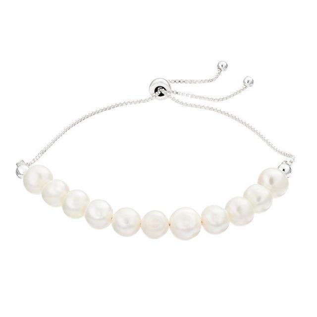 Aleure Precioso Sterling Silver Freshwater Cultured Pearl Adjustable Bracelet, Womens, Natural Product Image