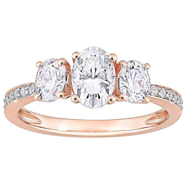 Stella Grace 10k Rose Gold Lab-Created Moissanite 3-Stone Engagement Ring, Womens White Product Image