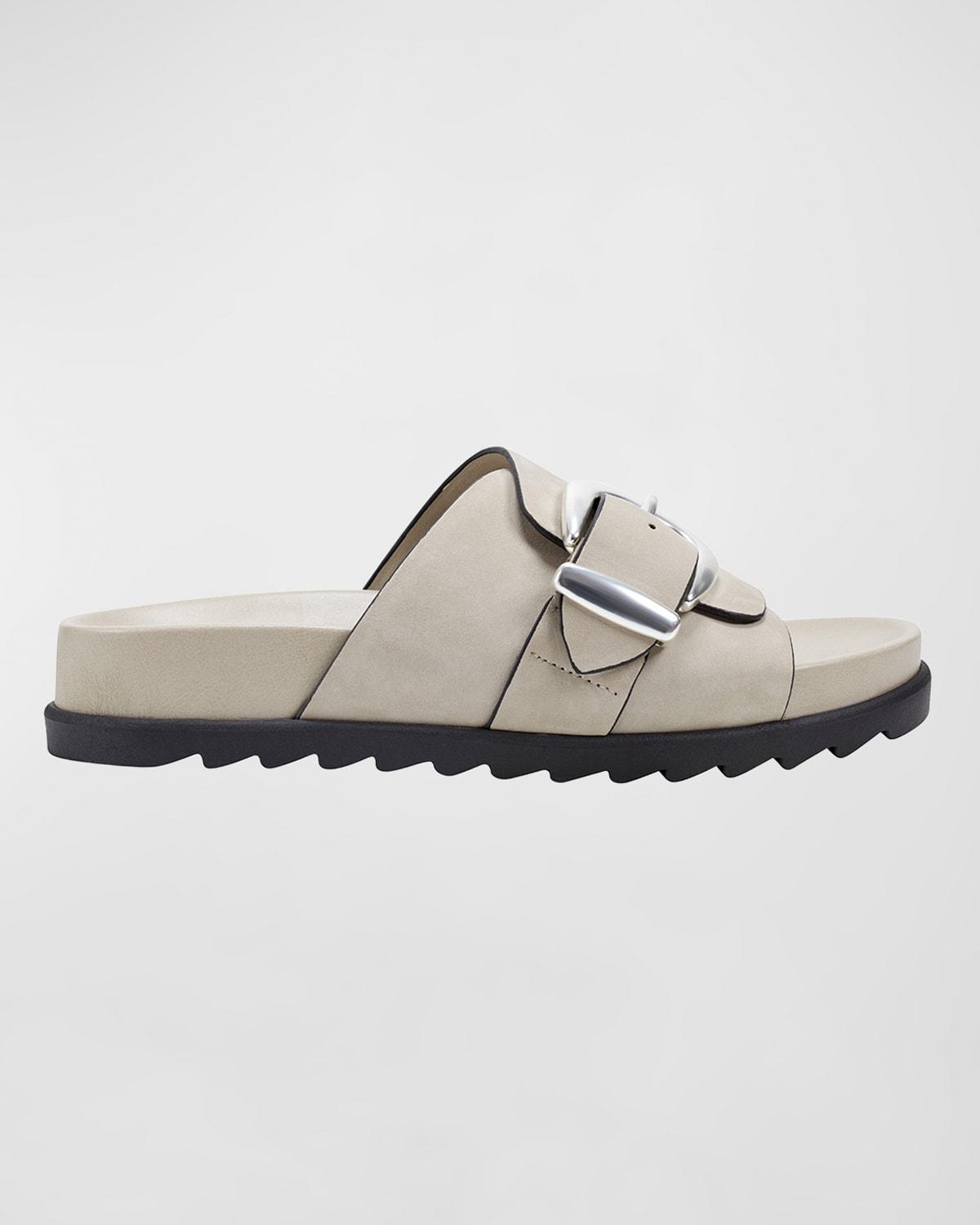 Leather Buckle Easy Slide Sandals Product Image