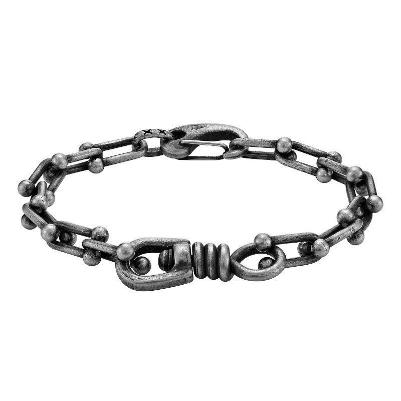 Mens LYNX Stainless Steel Gunmetal Ion Plated Link Chain Bracelet Black Product Image