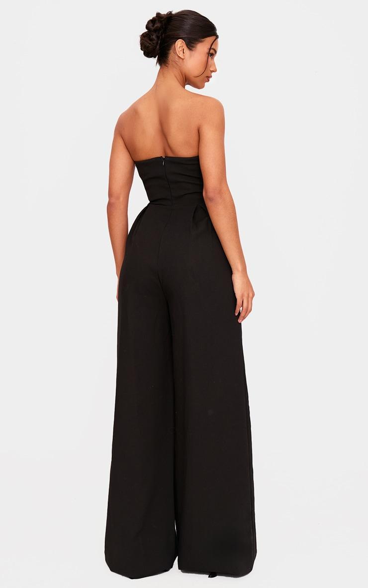 PLT Label Black Plunge Wide Leg Jumpsuit Product Image