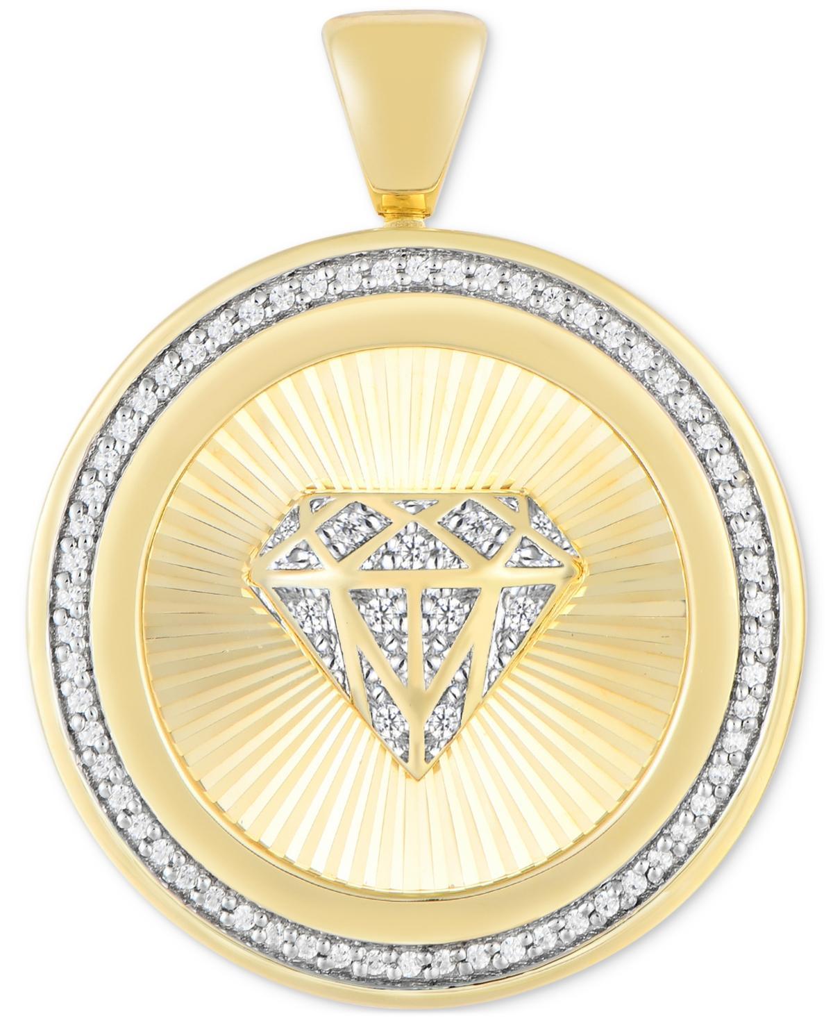 Mens Diamond Symbol Disc Pendant (1/4 ct. t.w.) in 10k Gold Product Image