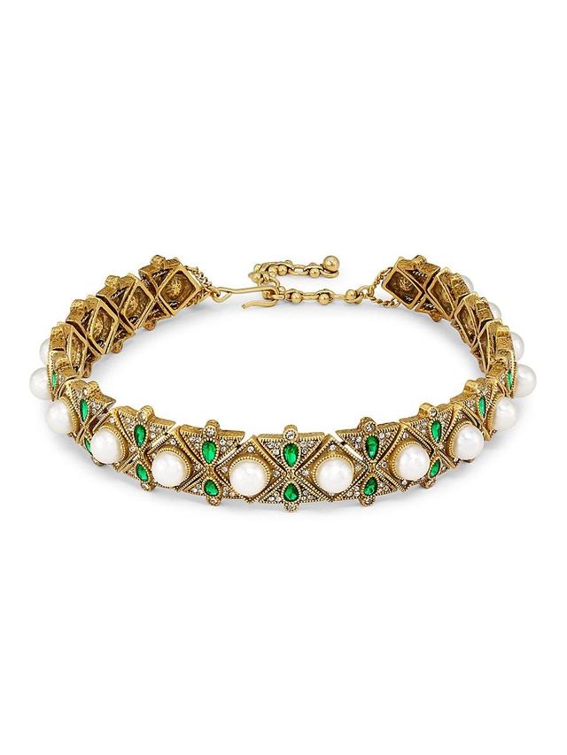 Womens Goldtone, Imitation Pearl & Glass Crystal Choker Product Image