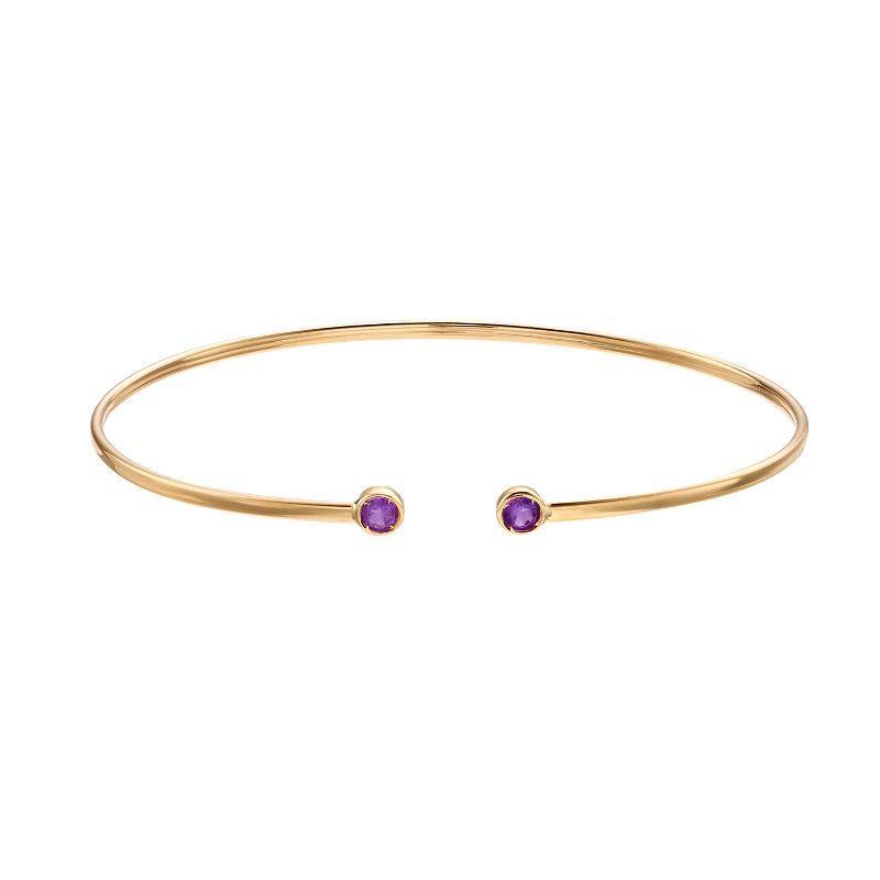 14k Gold Amethyst Cuff Bracelet, Womens Product Image