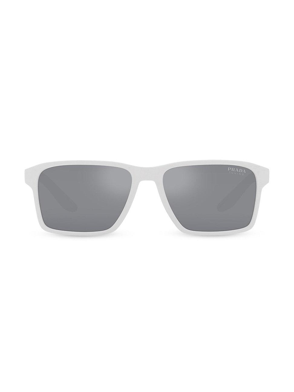 Mens 58MM Rectangular Sunglasses Product Image