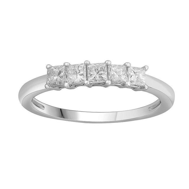 Platinum 1/2 Carat T.W. 5-Stone Diamond Anniversary Band, Womens White Product Image