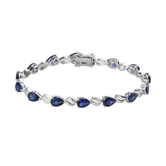 Sterling Silver Lab-Created Sapphire Bracelet, Womens Product Image