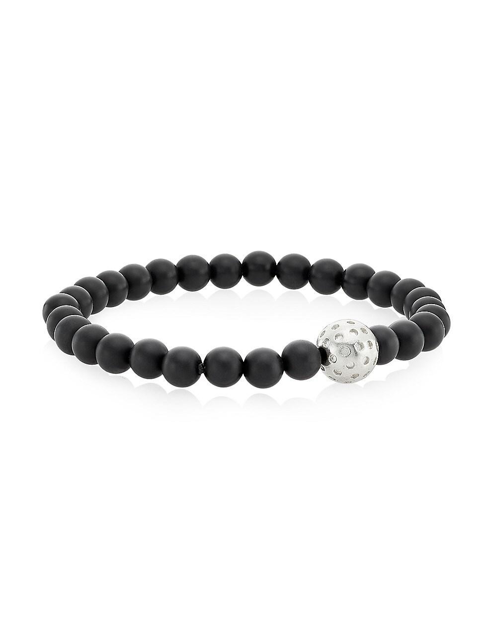 Womens Organic Gems Ken Onyx & Sterling Silver Beaded Stretch Bracelet Product Image