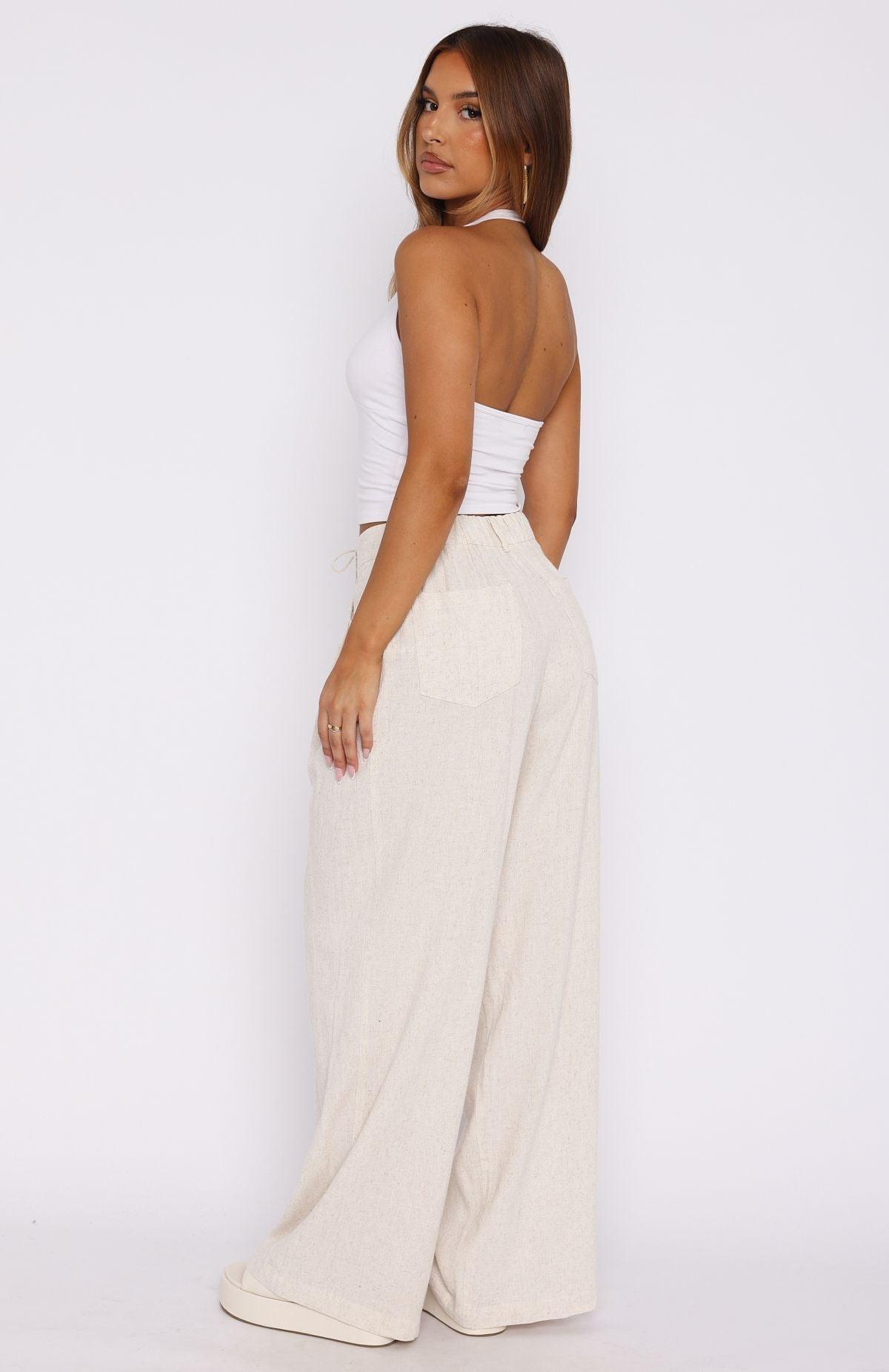 Hiding Out Wide Leg Pants Oat Product Image