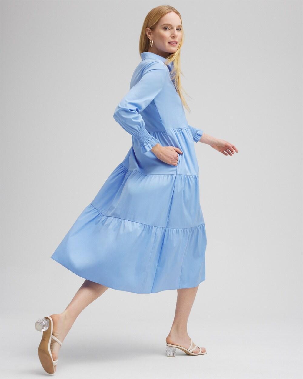 Poplin Tiered Shirt Dress Product Image