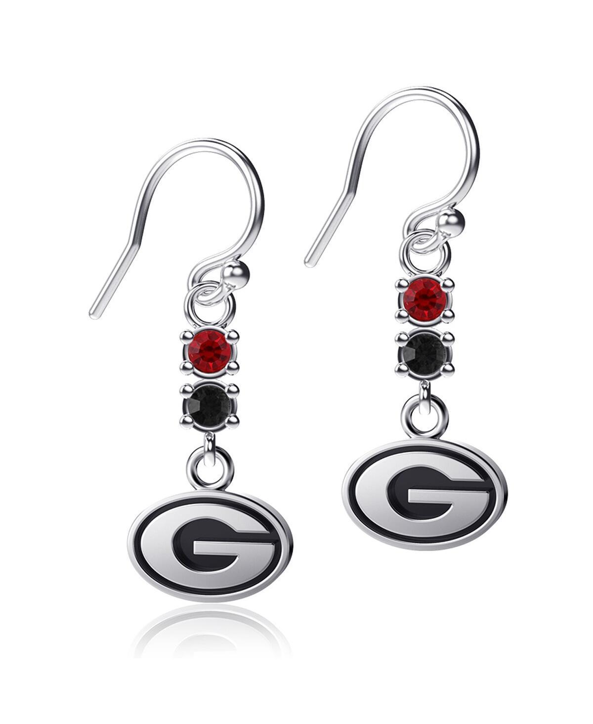 Womens Dayna Designs Georgia Bulldogs Dangle Crystal Earrings Product Image