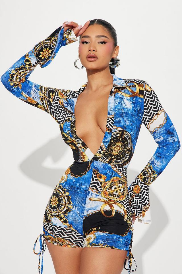 Boujee Babe Romper - Blue/combo Product Image