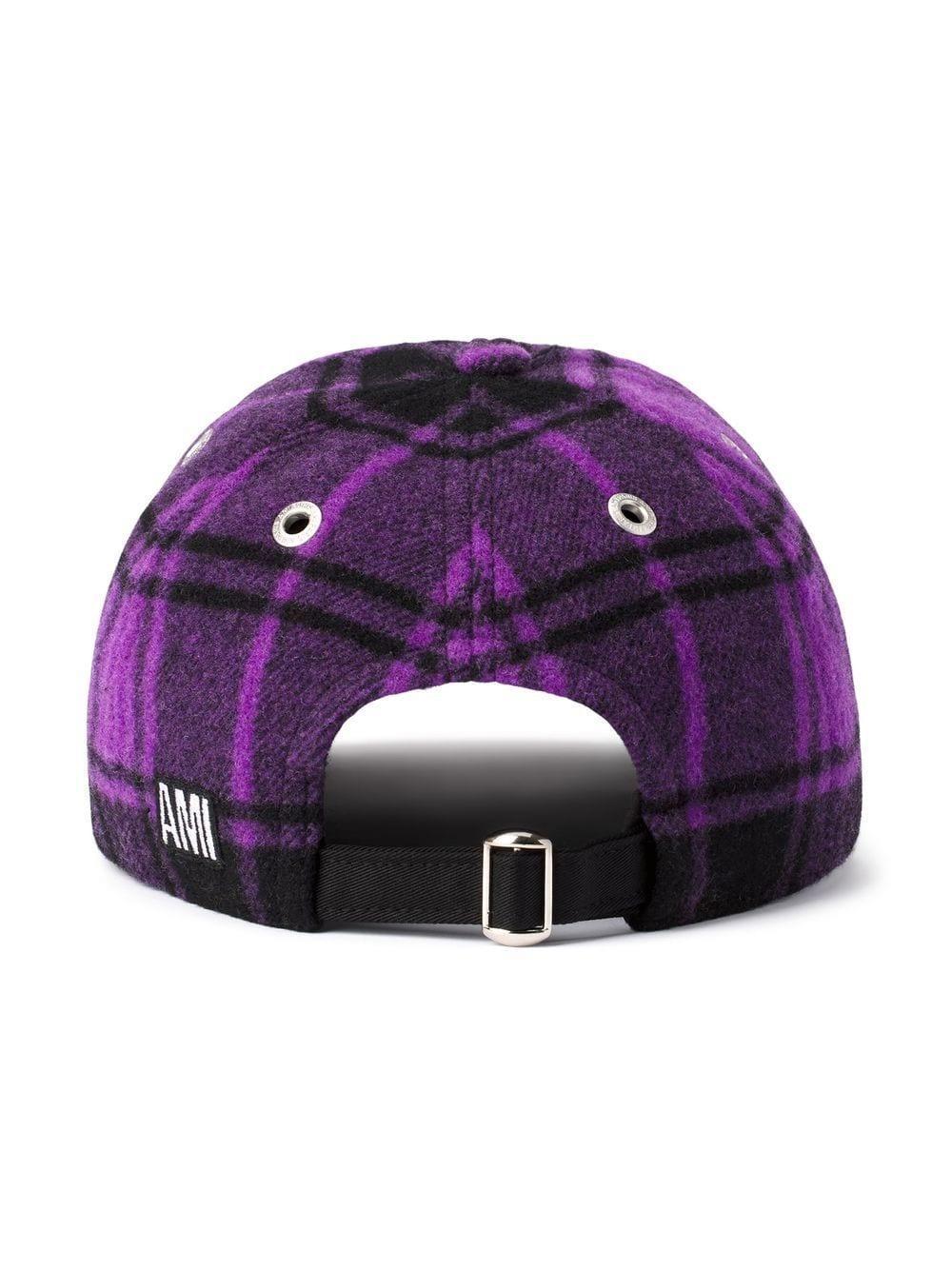 Plaid-pattern Baseball Cap In Purple Product Image