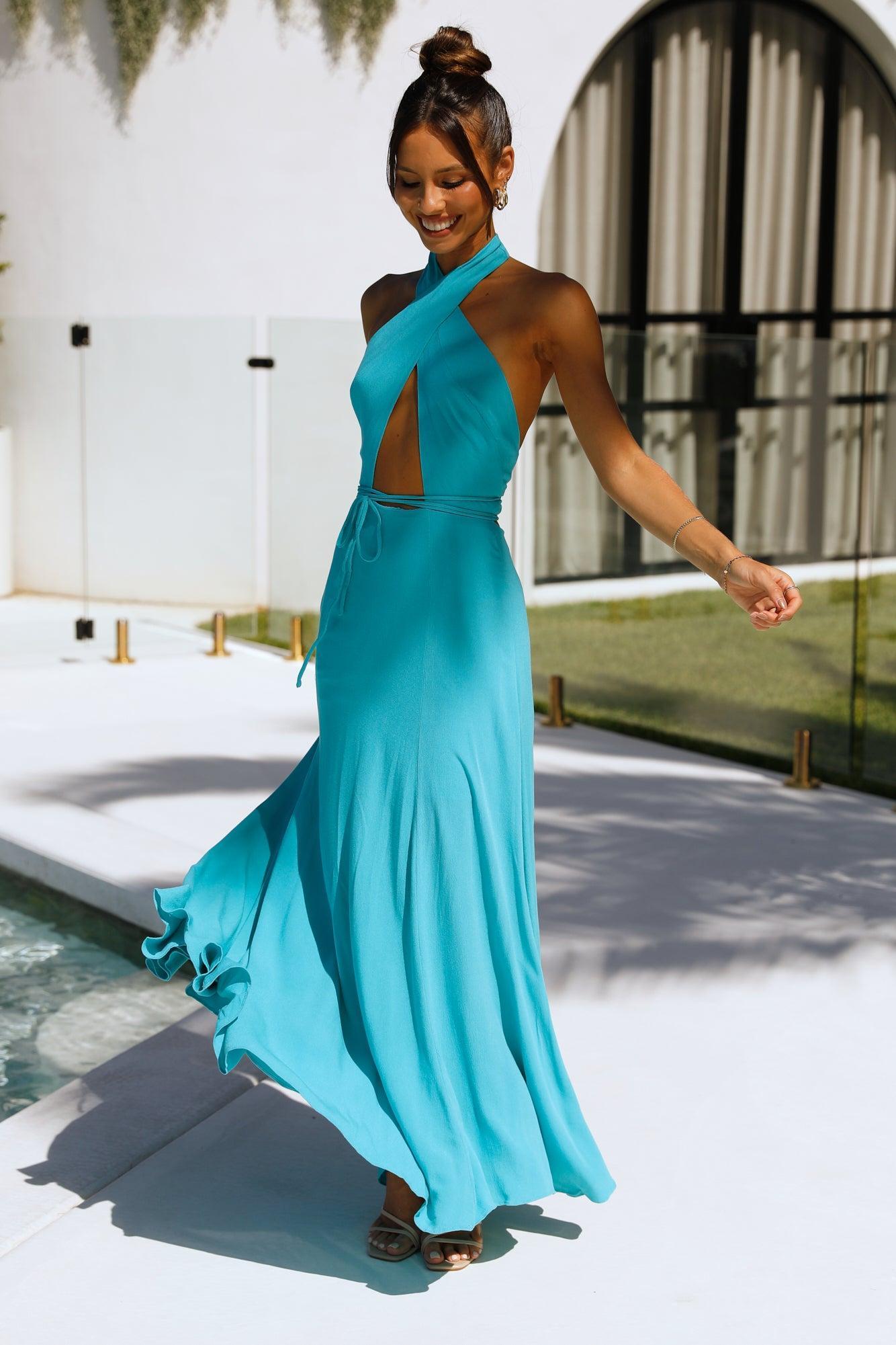 Vast Oceans Maxi Dress Aqua Product Image