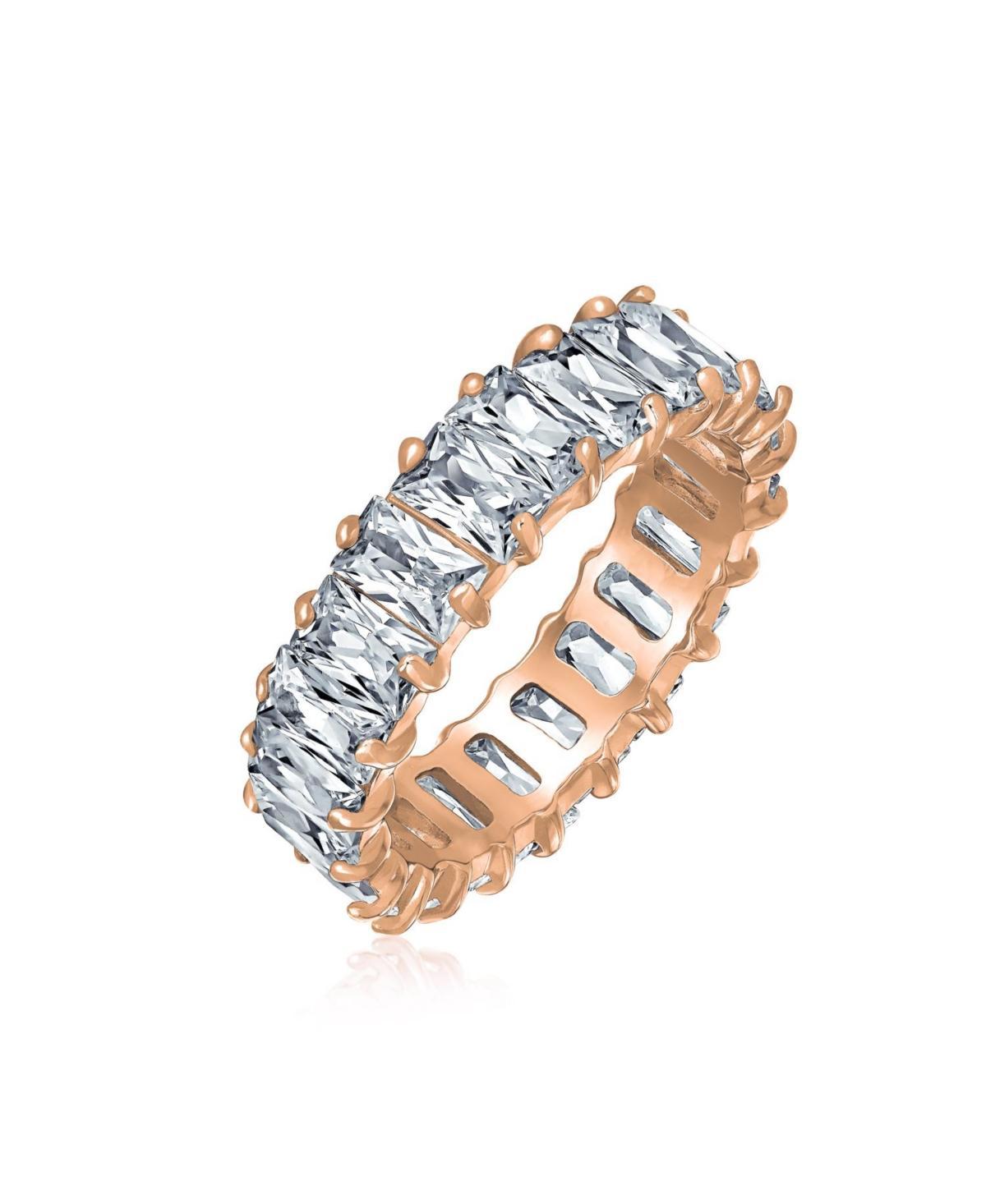 Bling Jewelry Art Deco Style Cz Cubic Zirconia Eternity Baguette Band Ring For Women .925 Sterling Silver 4MM Product Image