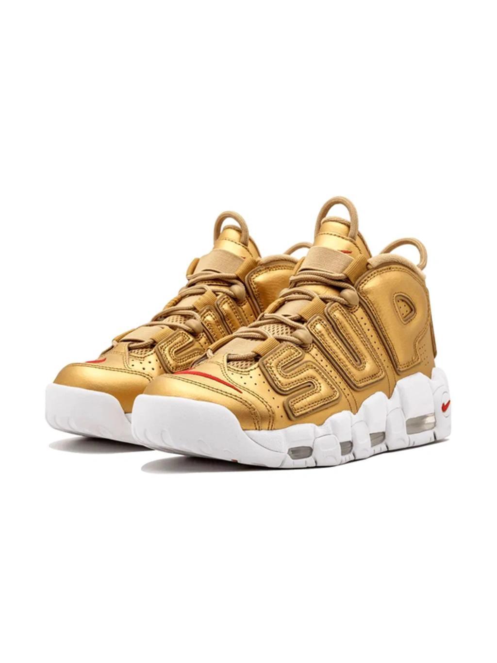 X  Air More Uptempo Sneakers In Metallic Product Image