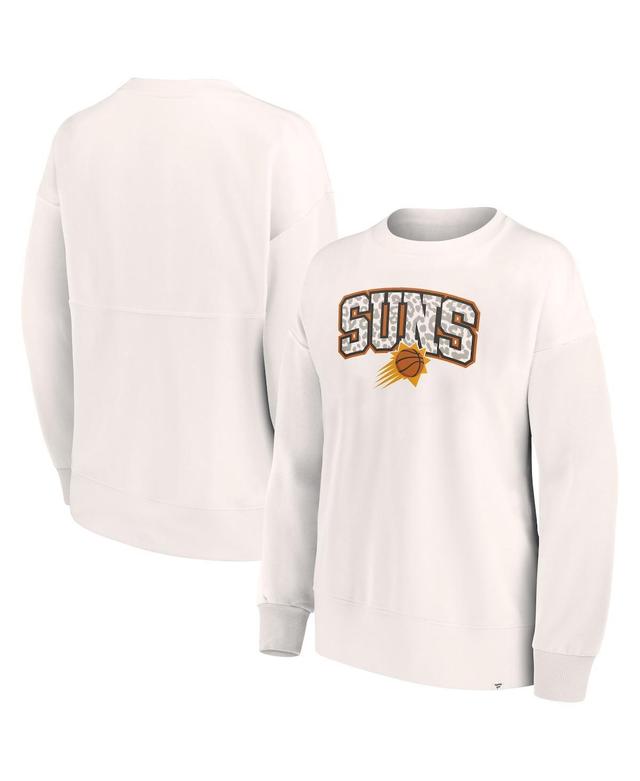 Womens Fanatics Branded White Phoenix Suns Tonal Leopard Pullover Sweatshirt Product Image