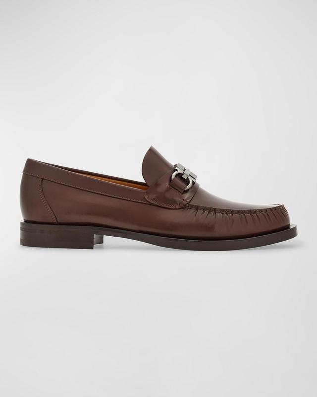 Ferragamo Mens Fort Royale Gancini Bit Leather Loafers Product Image