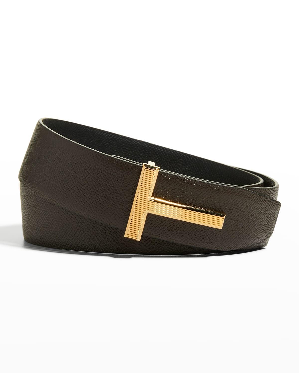 Mens Reversible Leather T-Buckle Belt Product Image