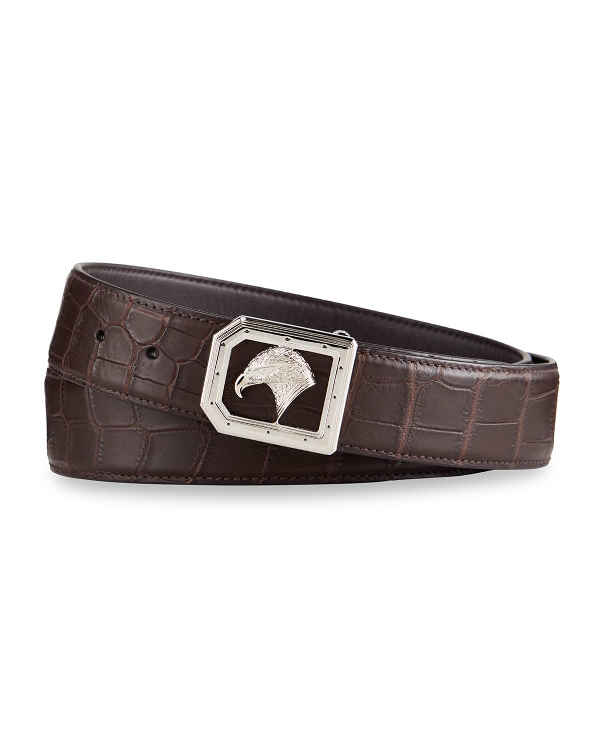 Mens Signature Crocodile Leather Belt Product Image