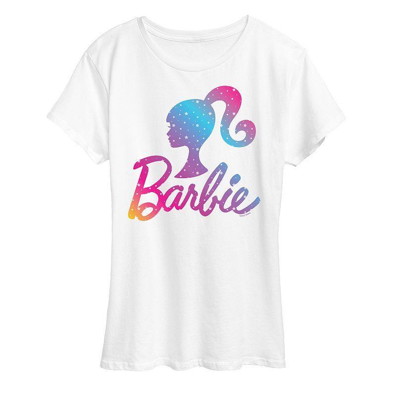 Womens Barbie Logo Winter Stars Graphic Tee White Product Image