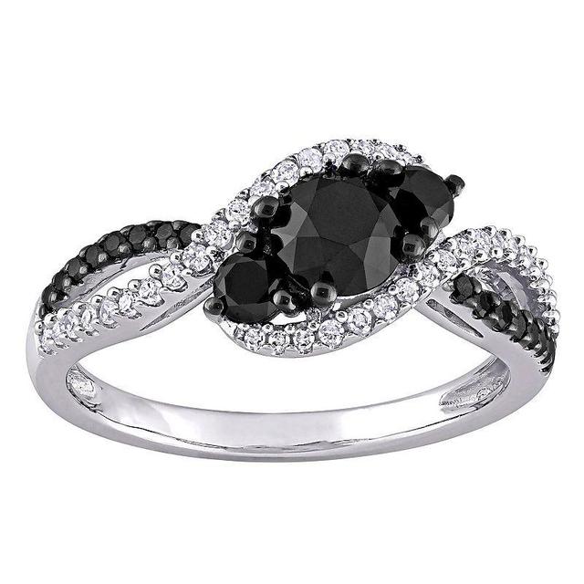 Stella Grace 10k White Gold 1 Carat T.W. Black & White Diamond 3-Stone Ring, Womens Product Image