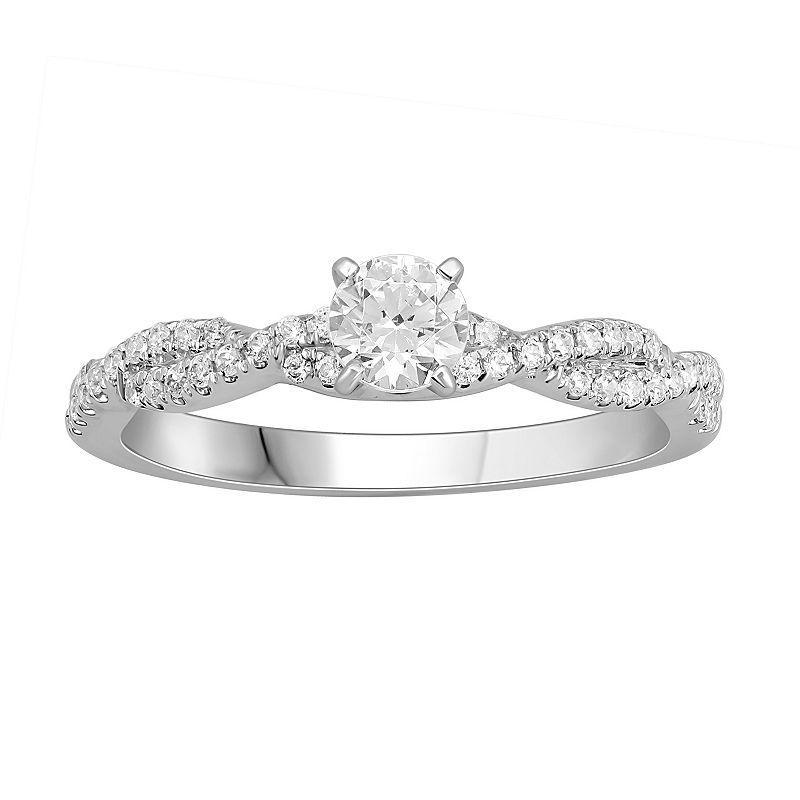 Platinum 1/2 Carat T.W. Diamond Engagement Ring, Womens White Product Image