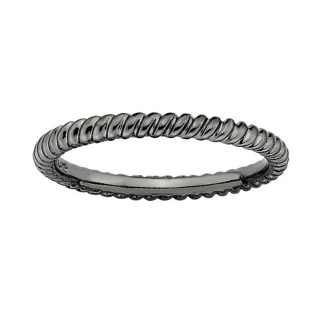 Stacks & Stones Ruthenium-Plated Sterling Silver Twist Stack Ring, Womens Black Product Image