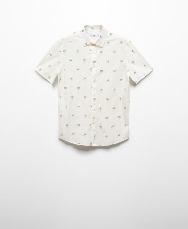 MANGO MAN - Palm print cotton shirt whiteMen Product Image