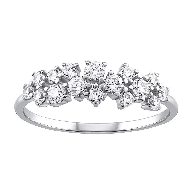 OLIVIA AND HARPER Sterling Silver Cubic Zirconia Cluster Ring, Womens White Product Image