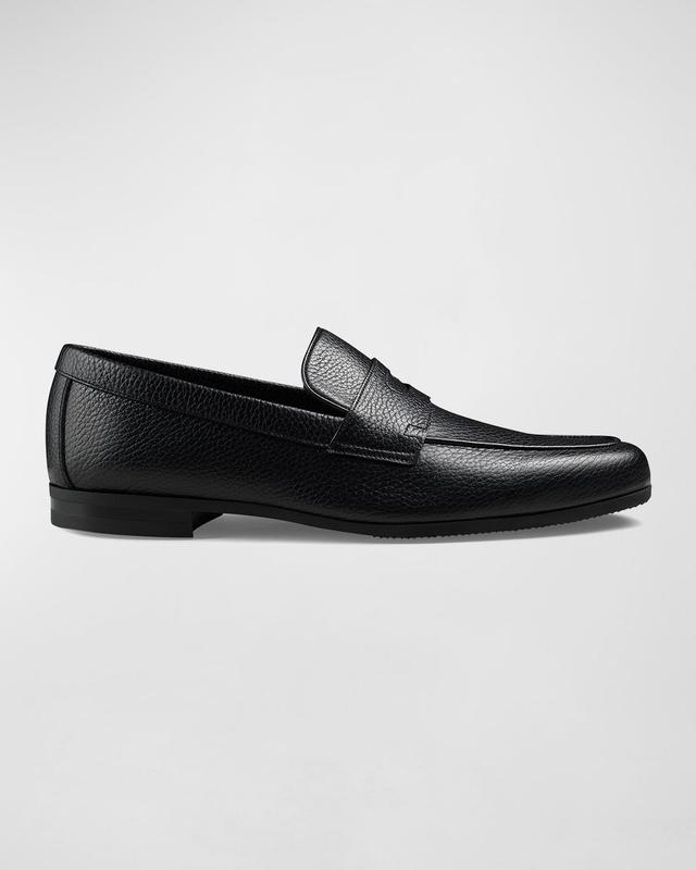 Mens Thorne Pebble-Grained Leather Penny Loafers Product Image