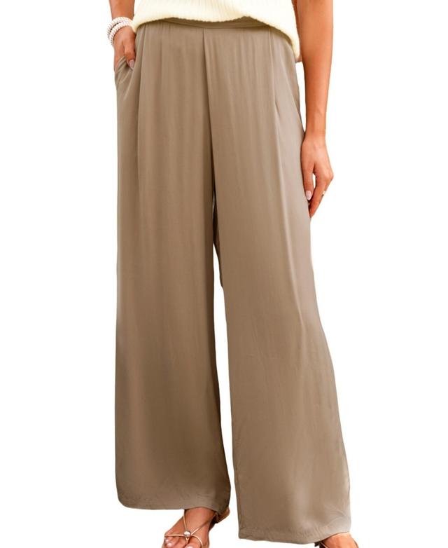 Cupshe Womens Neutral High-Rise Wide Leg Pants - Beige Product Image