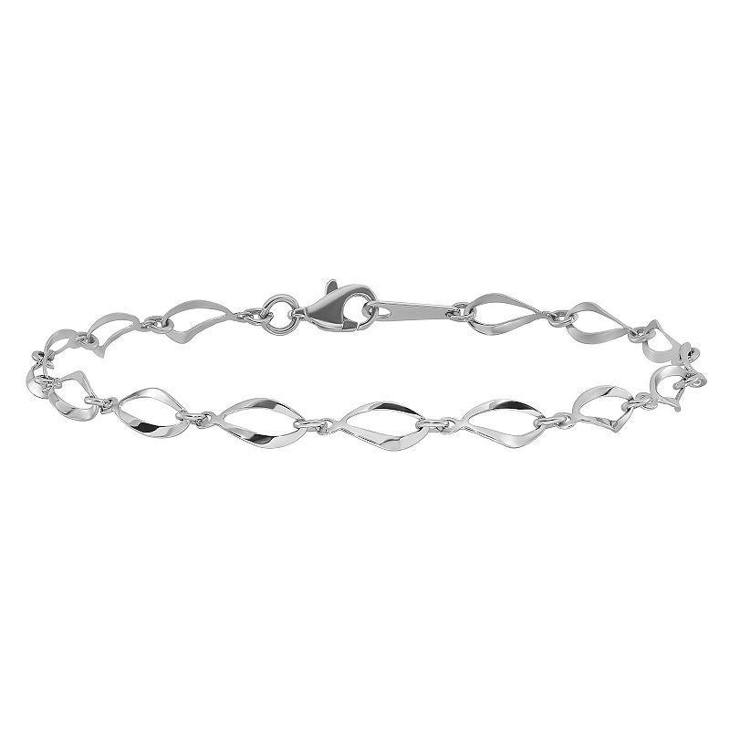 14k White Gold Polished Fancy Link Bracelet, Womens Product Image