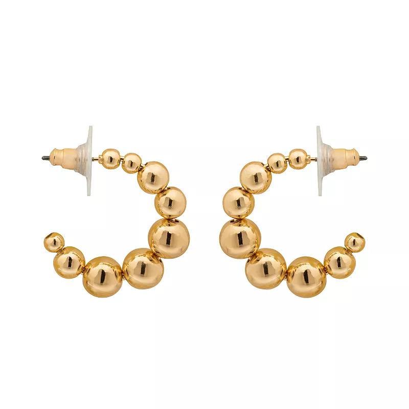 LC Lauren Conrad Gold Tone Beaded Open Hoop Earrings, Womens Product Image