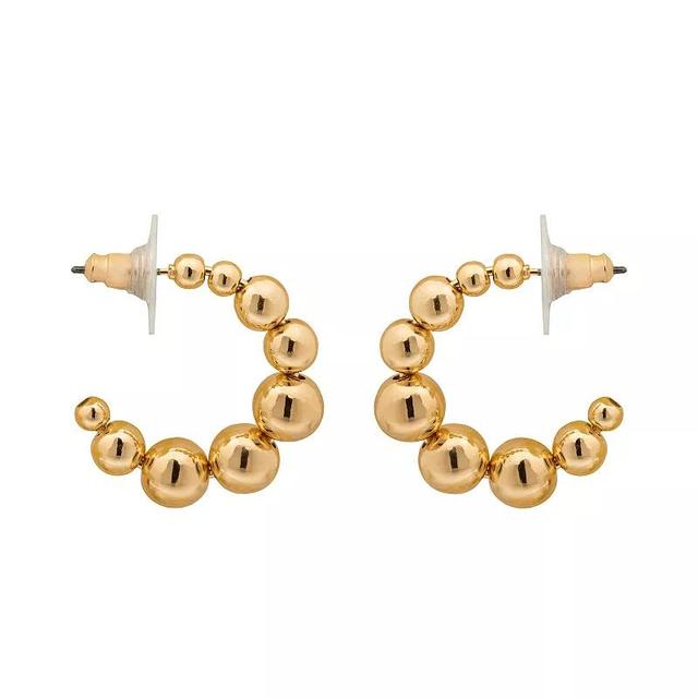 LC Lauren Conrad Gold Tone Beaded Open Hoop Earrings, Womens Product Image