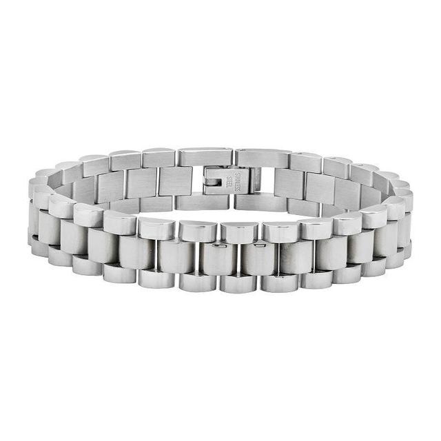 MC Collective Thin Watch Band Chain Bracelet, Womens Silver Product Image