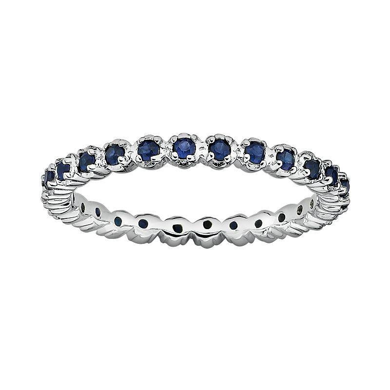 Stacks & Stones Sterling Silver Lab-Created Sapphire Stack Ring, Womens Blue Product Image