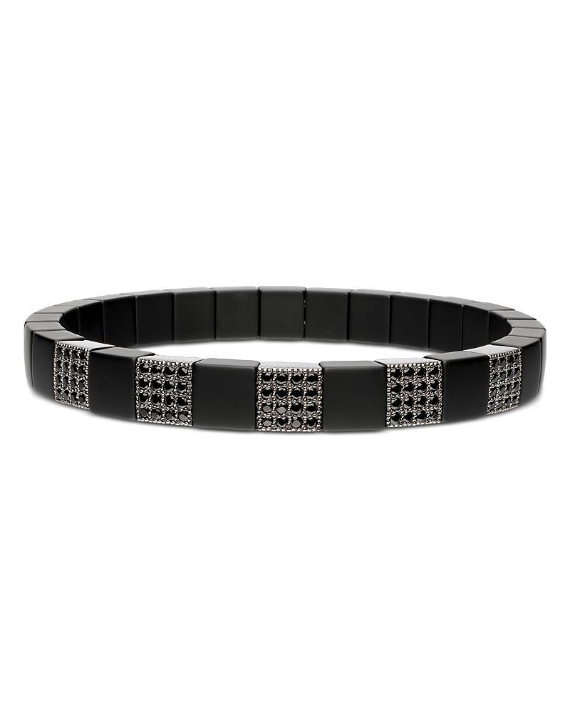 Roberto Demeglio 18K White Gold Scacco Black Diamond Pave Panel Stretch Bracelet Product Image