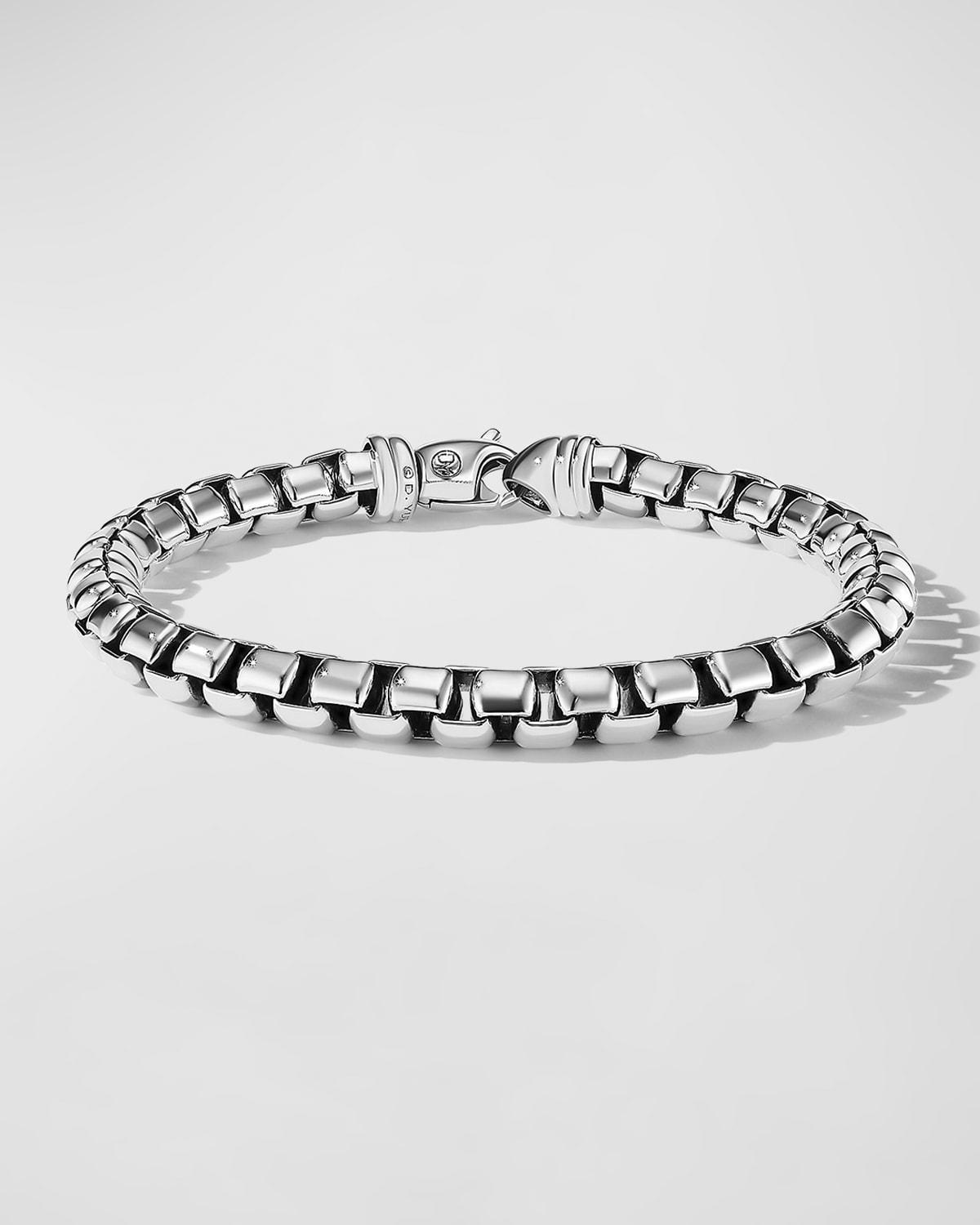 Mens Box Chain Bracelet In Sterling Silver, 7.3mm Product Image