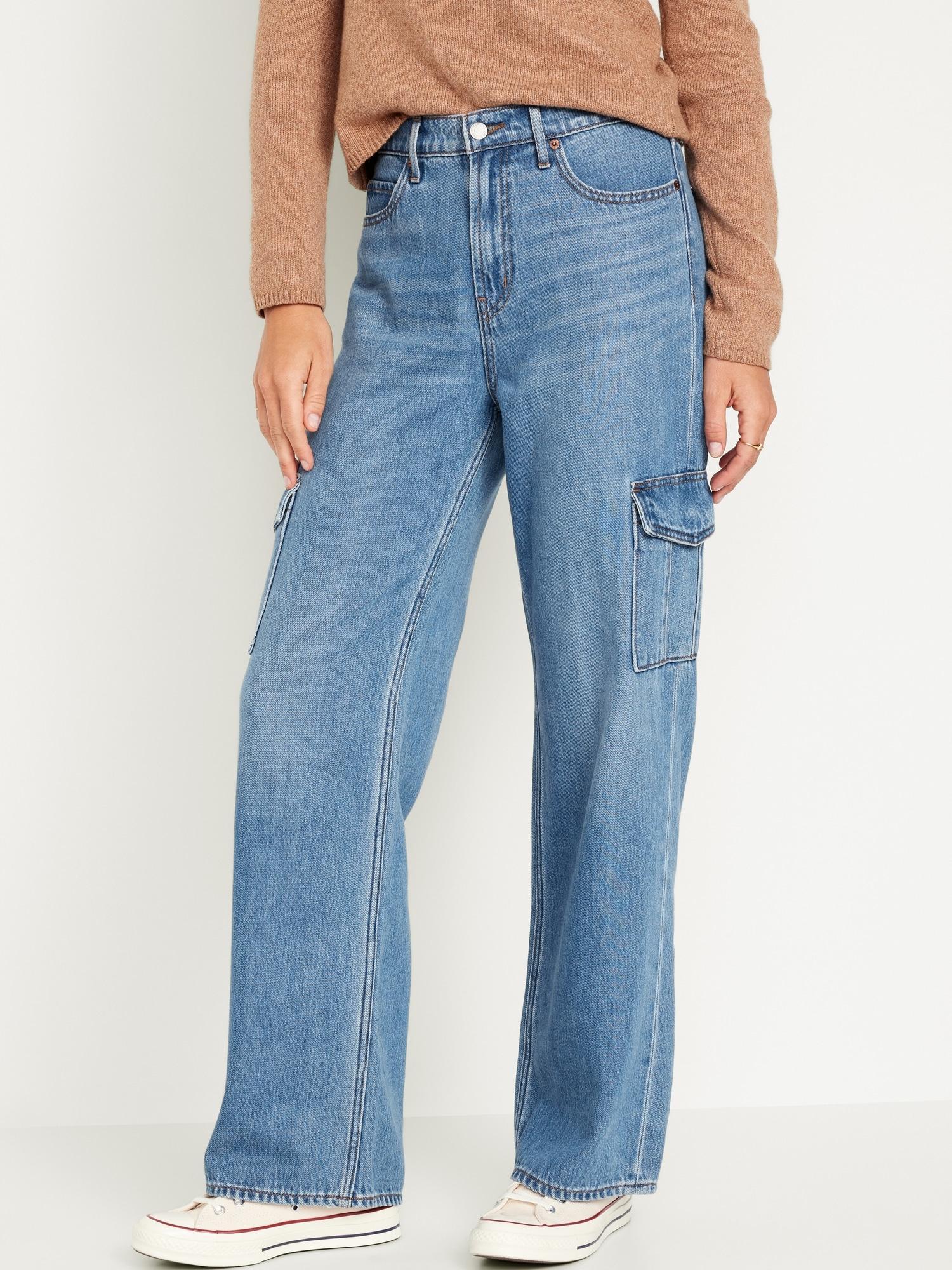 Extra High-Waisted Wide-Leg Cargo Jeans Product Image